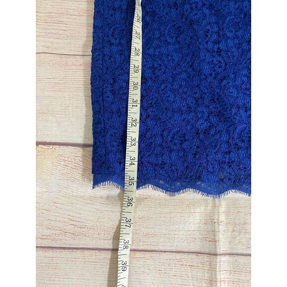 Cache Women's Blue Half Sleeve Lace Cocktail Dress - 10 - Picture 6 of 13